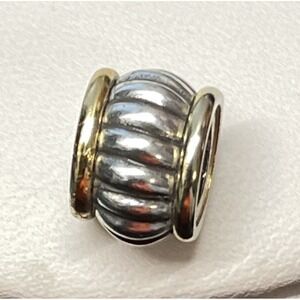 BRIGHTON Mara Gold Silver Tone Ribbed Spacer Bead Charm Oval Shape